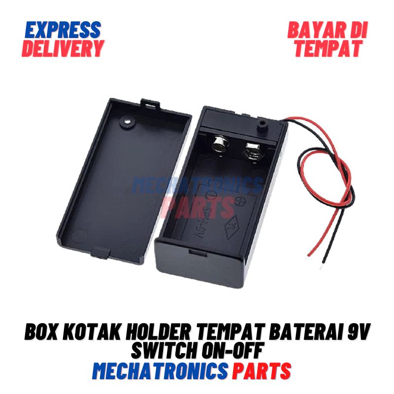 [5693] Box Batere Kotak 9V Holder Battery Tempat Baterai 9V Switch On-Off