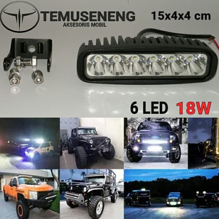 1Pcs Lampu Led Tembak Bar Cree 18W 6 Mata Titik 12V 24V Sorot Offroad