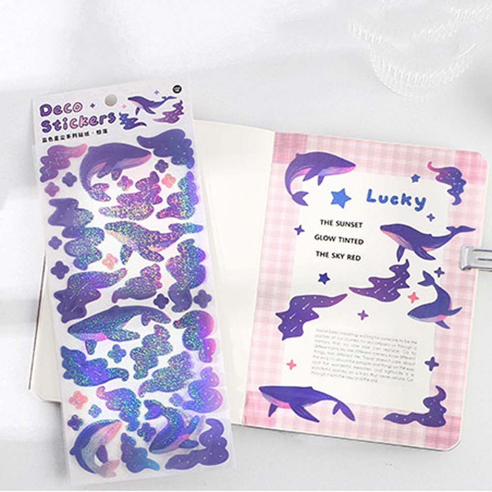 Lanfy Stiker Kertas Motif Snowflake / Bintang Biru Untuk Dekorasi Scrapbook / Diary / Handbook