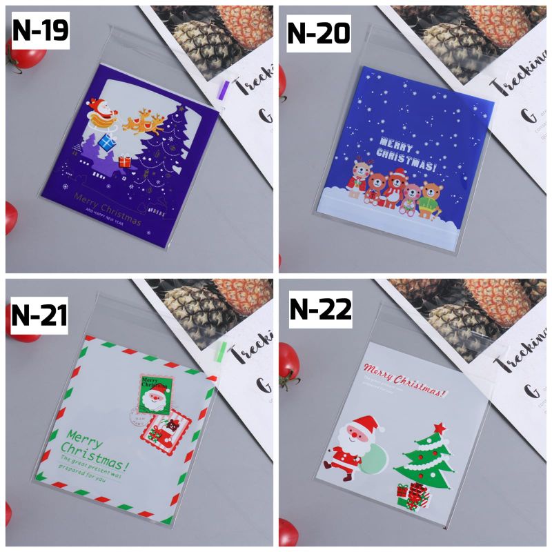 Plastik packing cookies natal Christmas lucu 10x10 cm plastik souvernir