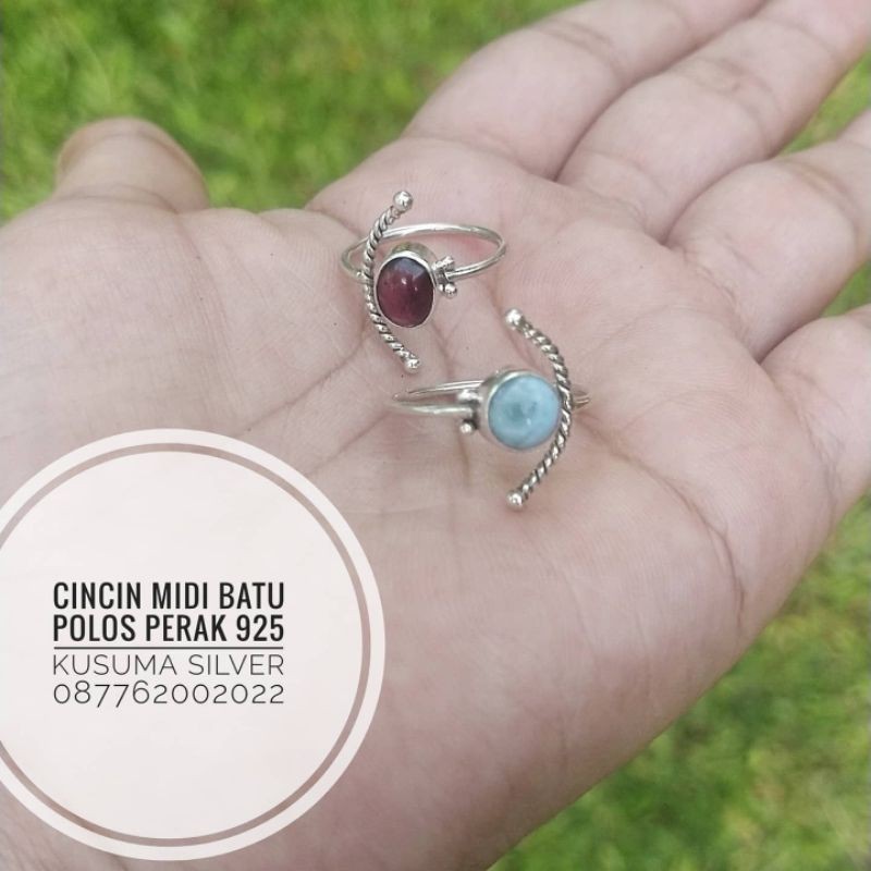cincin ring perak silver bali pilin midi plintir asli 925 batu garnet Korea Style