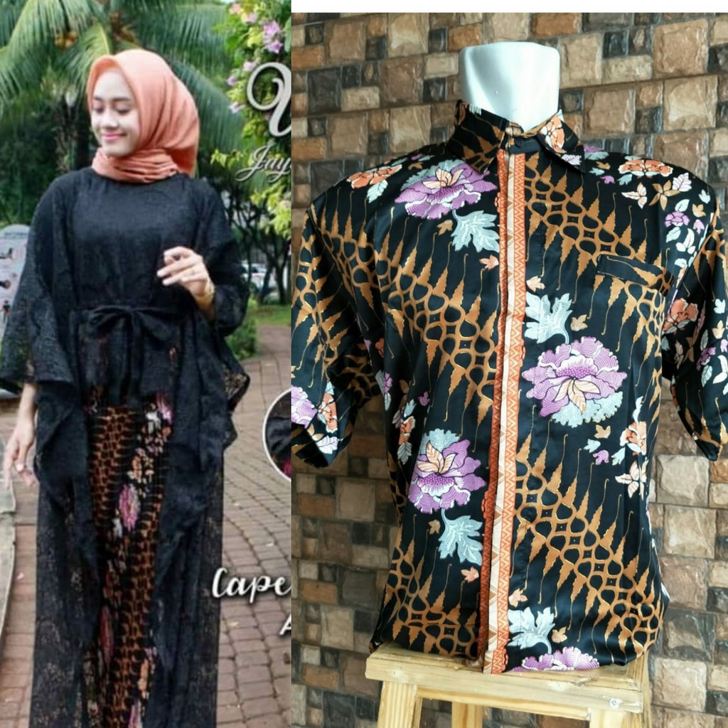 set kebaya cape savitri hem pendek couple kekinian