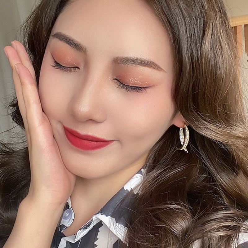 Anting Tusuk Gantung Wanita Desain Salib Hias Berlian Gaya Romantis Adjustable Untuk Pertunangan / Pernikahan