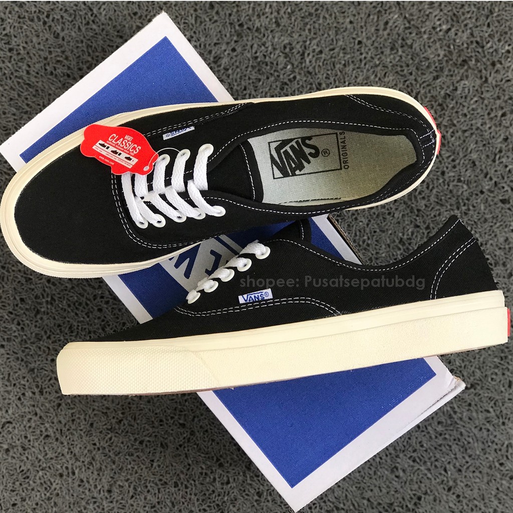 VANS AUTHENTIC LX OG BLACK WHITE SEPATU PRIA SNEAKERS