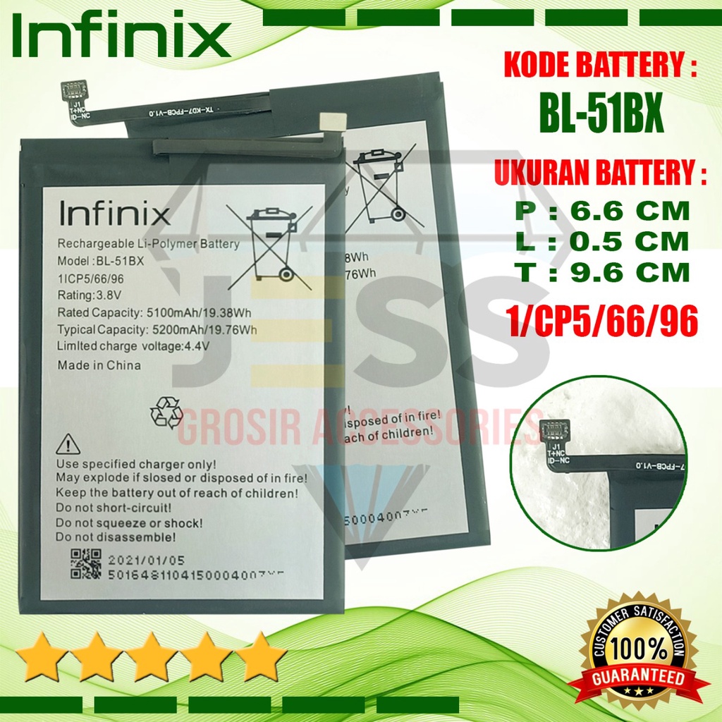 Baterai Battery Original Infinix Hot 11 - X662 - X662B Kode Batre BL-51BX BL51BX