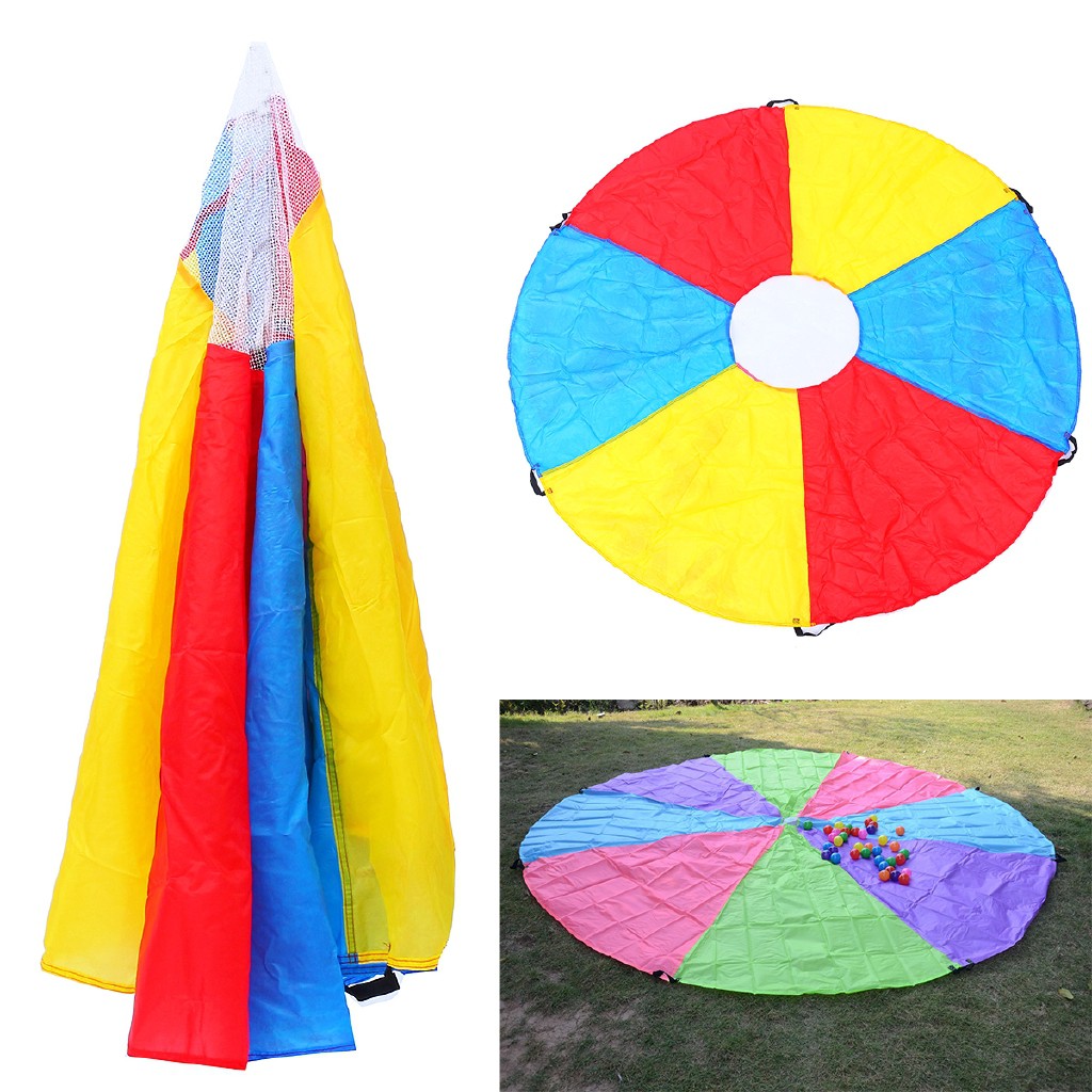 Kids Play Rainbow Parachute Outdoor Game Development Exercise Activity Sports Parachutes river