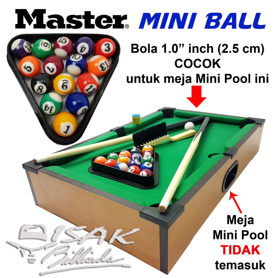 Master Mini Pool Ball Set - 1.0&quot; Bola Meja Billiard Biliar Mainan Game