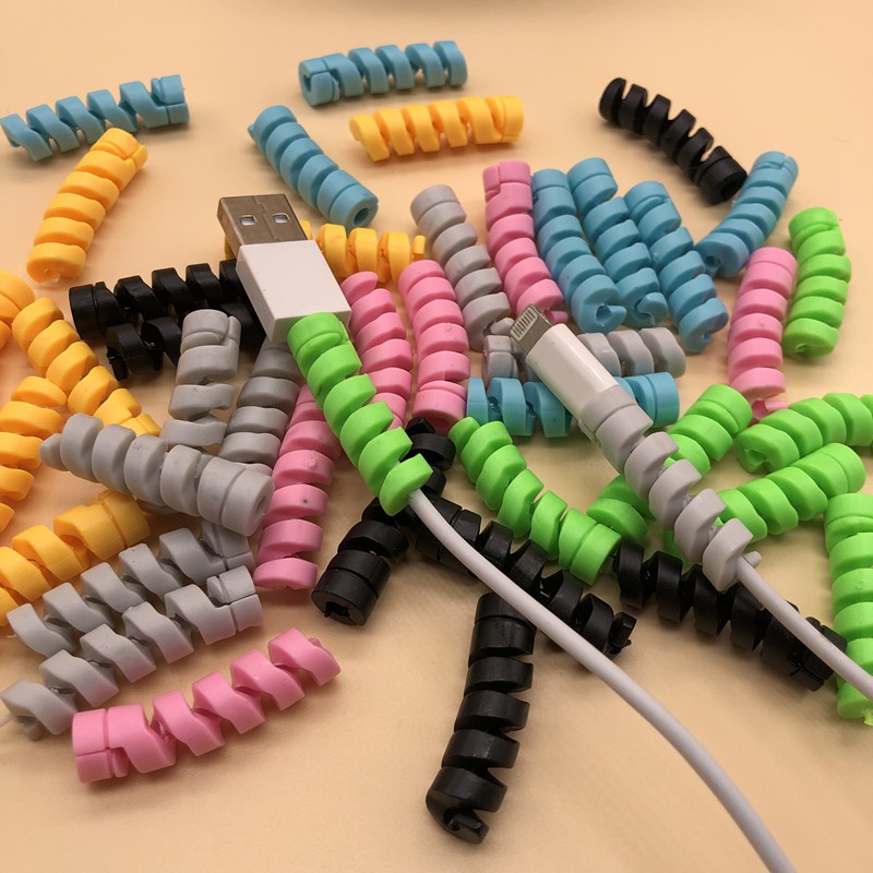 Cable Protector Spiral / Pelindung Kabel universal Android iPhone Mac warna warni lucu dan imut anti patah dan anti ribet