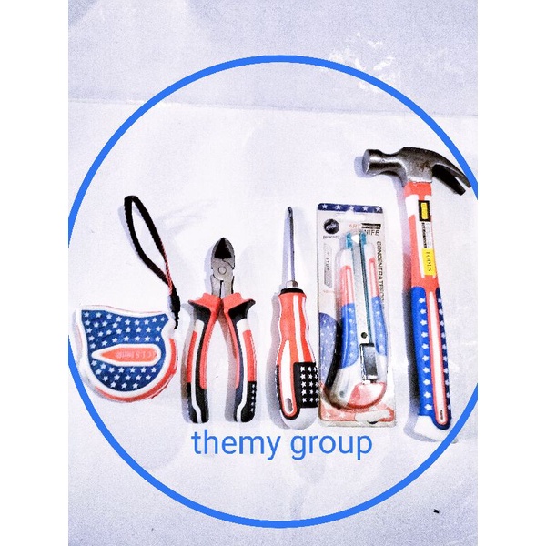 PAKET  PROMO  5 ITEM ALAT TUKANG MOTIF BENDERA