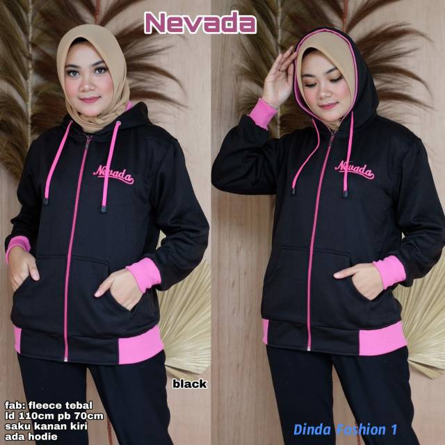 NVD JAKET HOODIE KOMBINASI WANITA CANTIK BAHAN FLECEE