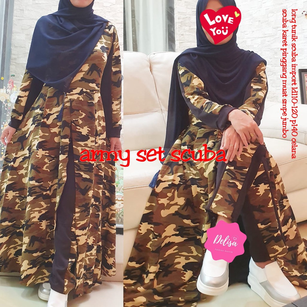 ARMY SET/SETELAN WANITA ARMY / SETELAN ARMY WANITA/SETELAN SCUBA MURAH/SETELAN SCUBA CANTIK