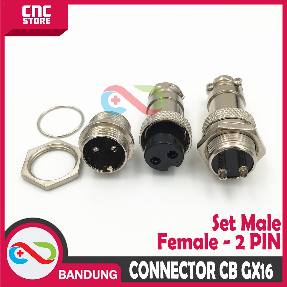 AVIATION PLUG CONNECTOR CB GX16 16MM SET MALE FEMALE - 2 PIN