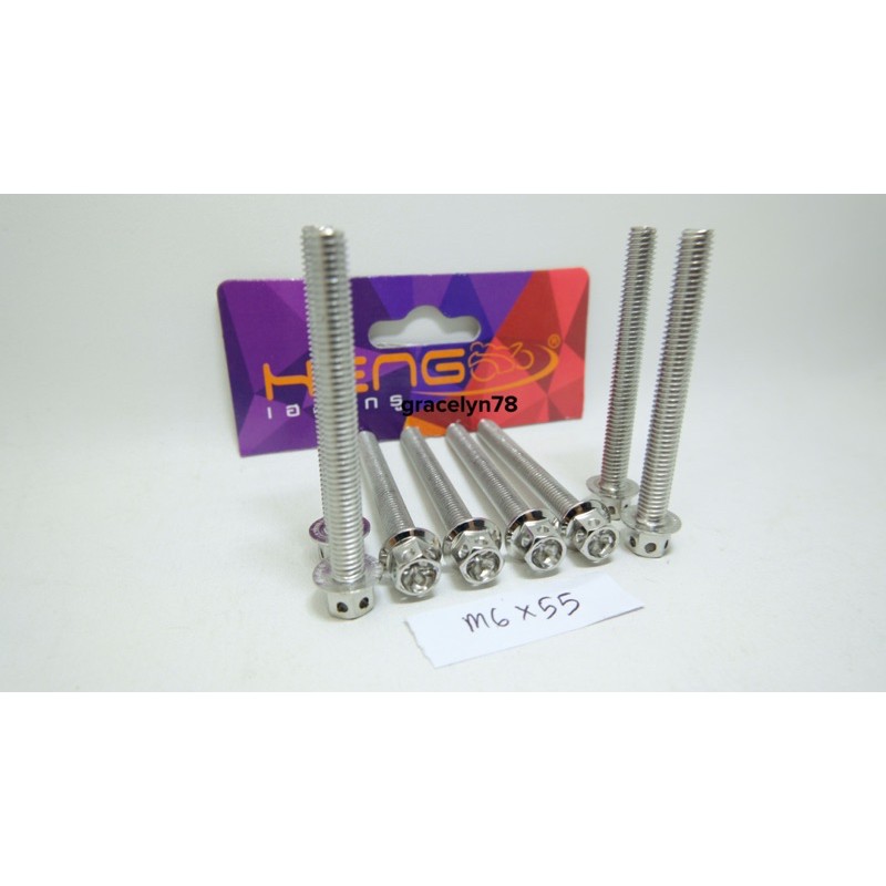 GARANSI ORIGINAL 100% baut probolt flower gold silver HENG m6x55 6x55 drat 10 panjang 5,5cm GARANSI ORIGINAL THAILAND bos