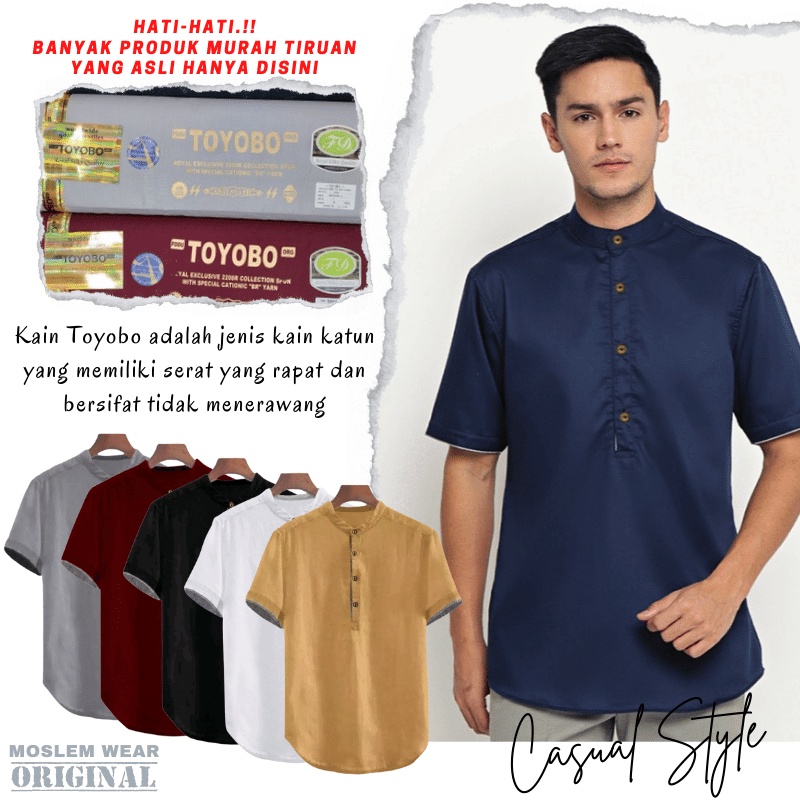 Baju Koko Pria Dewasa Kurta Taqwa Pakaian Muslim Lengan Pendek Matt Katun Adem Tebal Terlaris