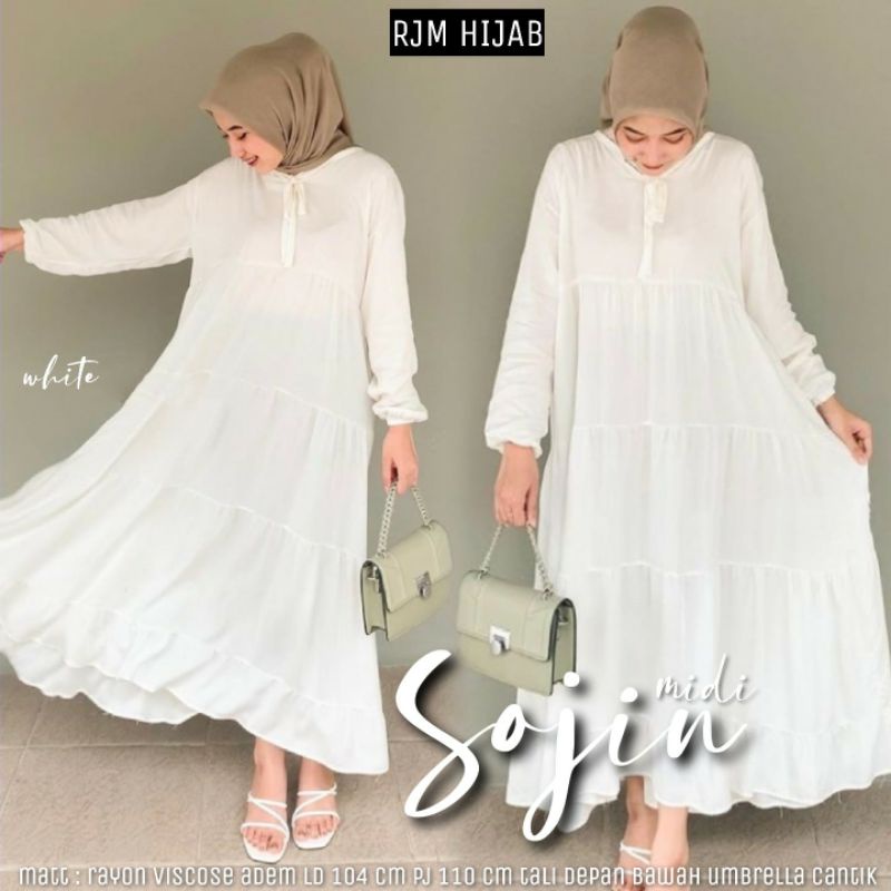 Sojin Midi Dress Rayon Viscose Premium Fashion Wanita Murah Kekinian