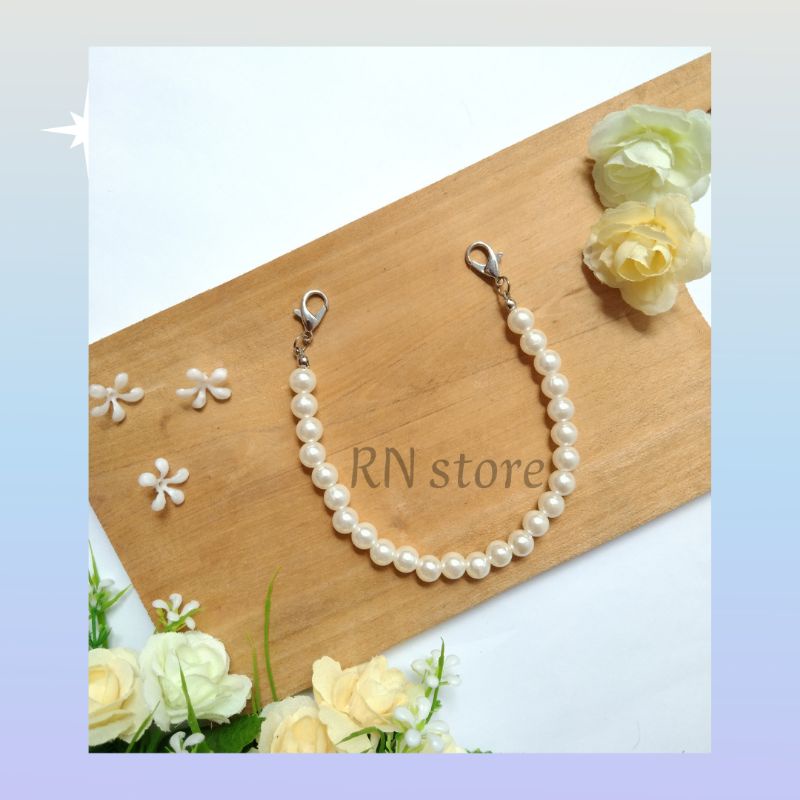 Konektor Masker Hijab Mutiara Putih Single