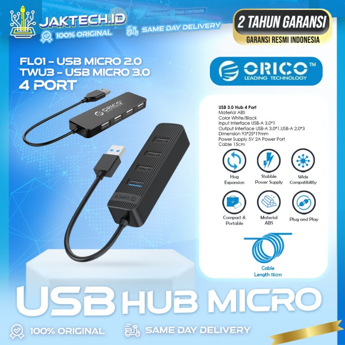 ORICO USB HUB 3.0 4/6/7 PORT MICRO USB 2.0 / FL01 / TWU3-4a 7a