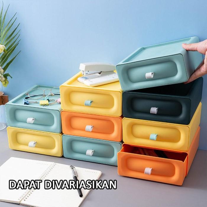 Rak Laci Storage Susun Plastik Rak Kosmetik Rak Laci Rak Meja Susun