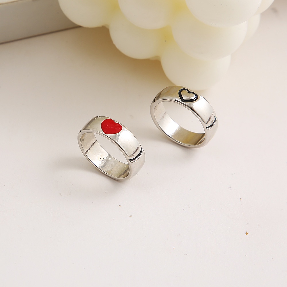 2pcs / Set Cincin Kombinasi Warna Silver Putih Bahan Alloy Untuk Pasangan