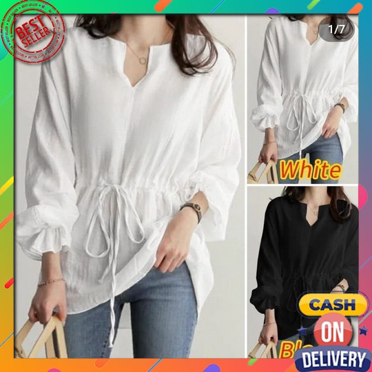 Alula Blouse Oversize Pakaian Wanita Muslimah Bahan Kaos Combed Blus Jumbo Terbaru Baju Atasan Haria