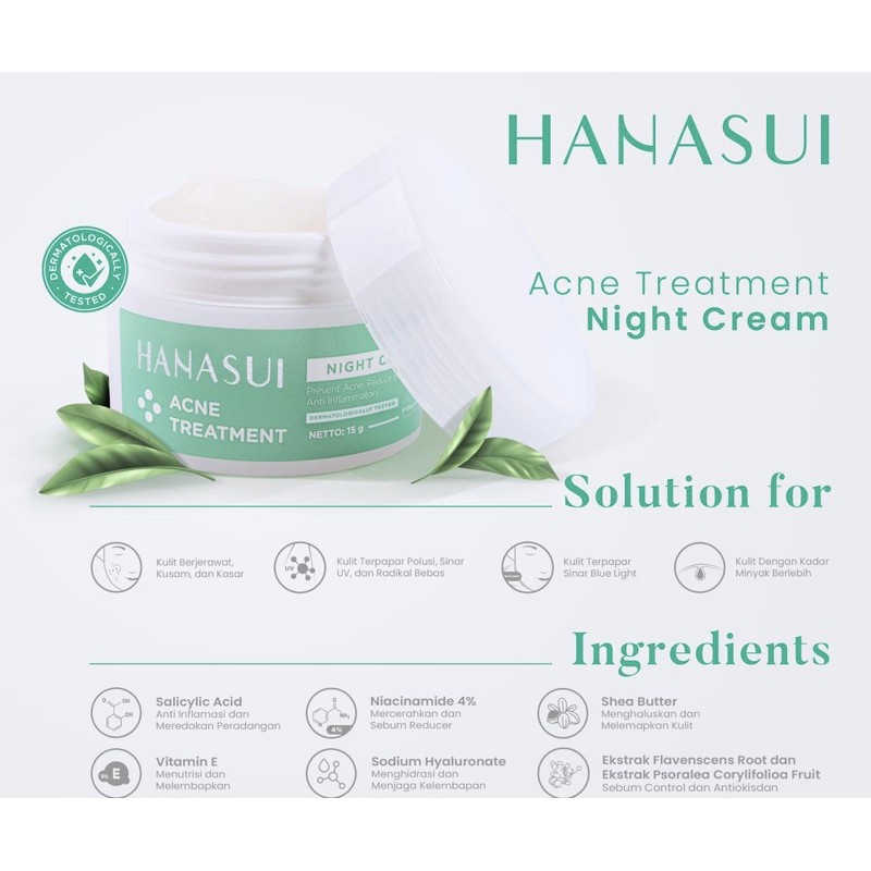 Jual Hanasui Acne Treatment Night Cream Shopee Indonesia