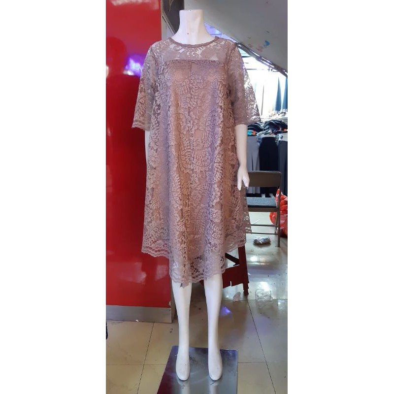 terusan dress brokat brukat pesta undangan babydol jumbo ld 100 -  120