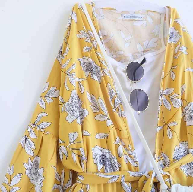 Yellow daisy kimono boho