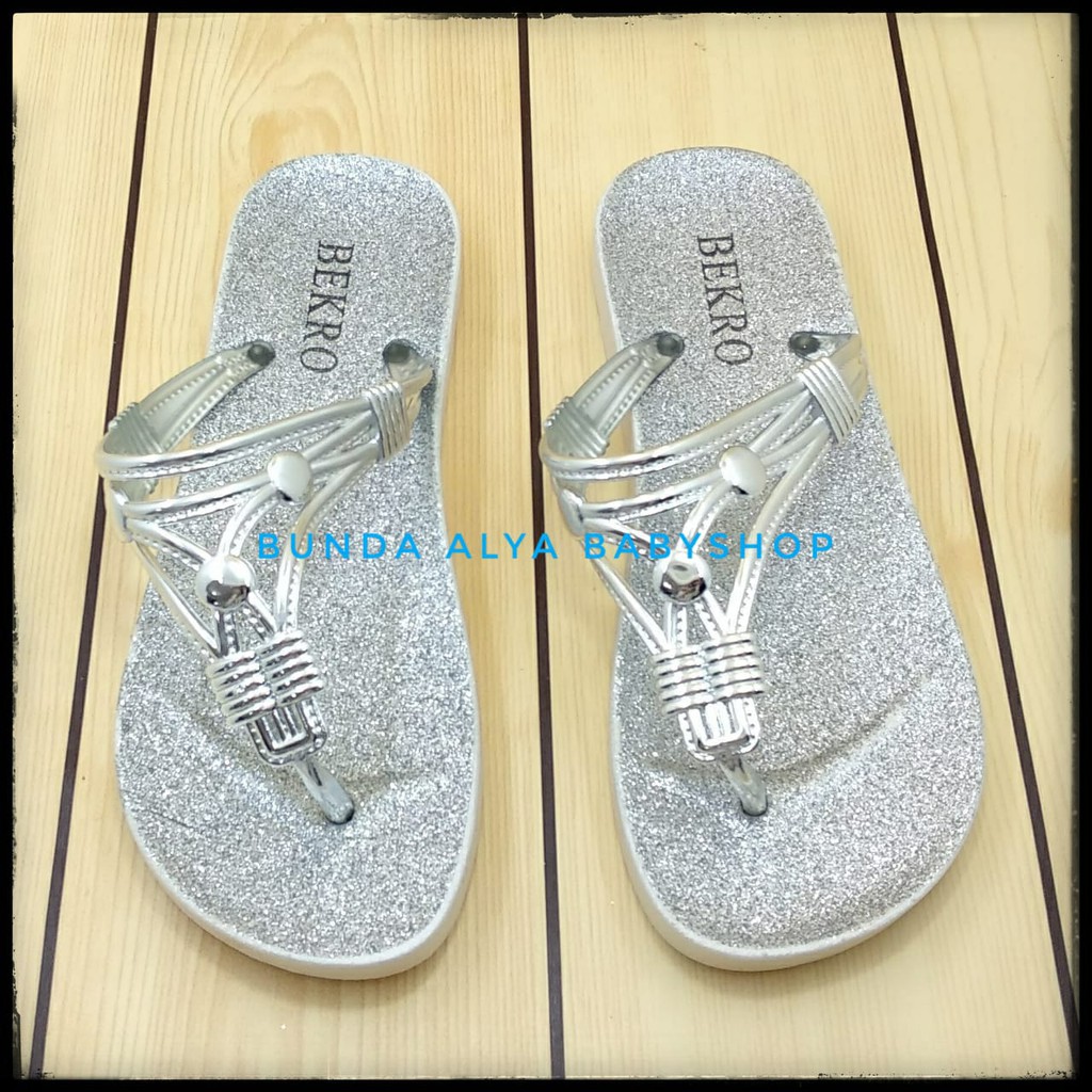 Sandal Wanita Jepit SILVER Size 36 - 40 - Sendal Jepit Perempuan Casual Flat - Sandal Cewek Trendy