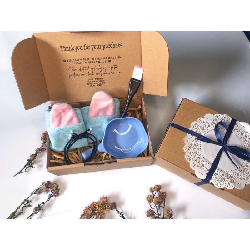 

[KDW161] MINI SET MANGKOK MASKER MINI LUCU BANDANA KUPING DAN KUAS COCOK UNTUK KADO CEWEK KADO PACAR