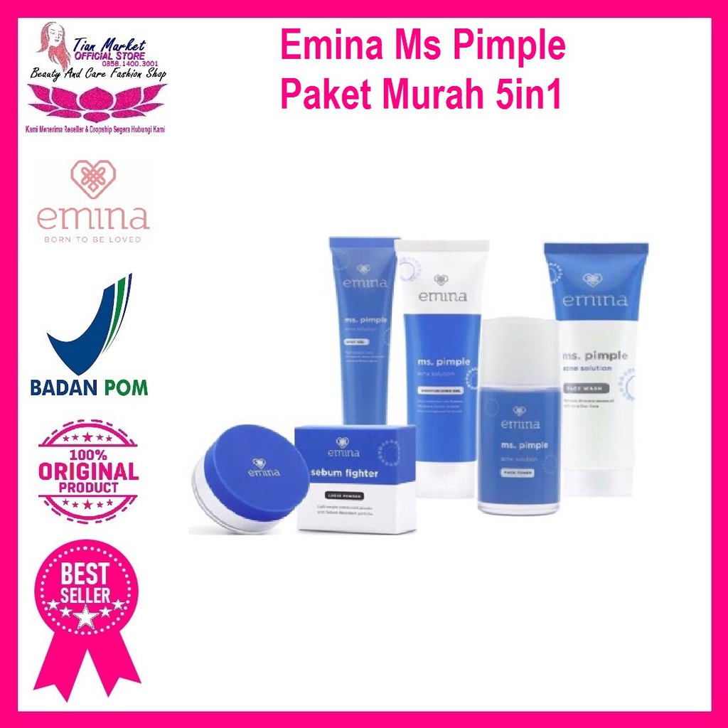 Emina Paket Bebas Jerawat 5in1 Ms Pimple Series Murah Original Halal Bpom
