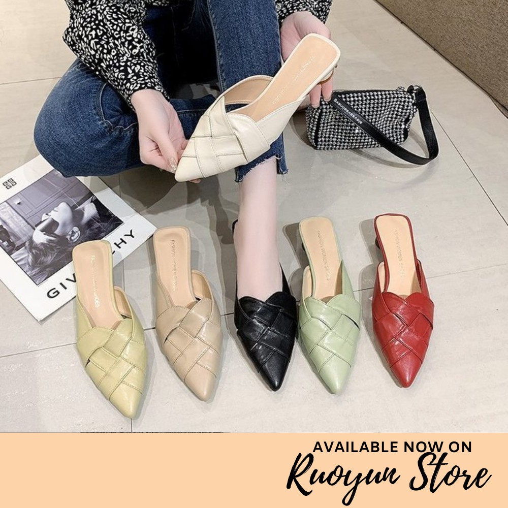 RYS - Plain Rattan Sepatu Mules Korea Fashion Casual/Kantoran - Ori Import