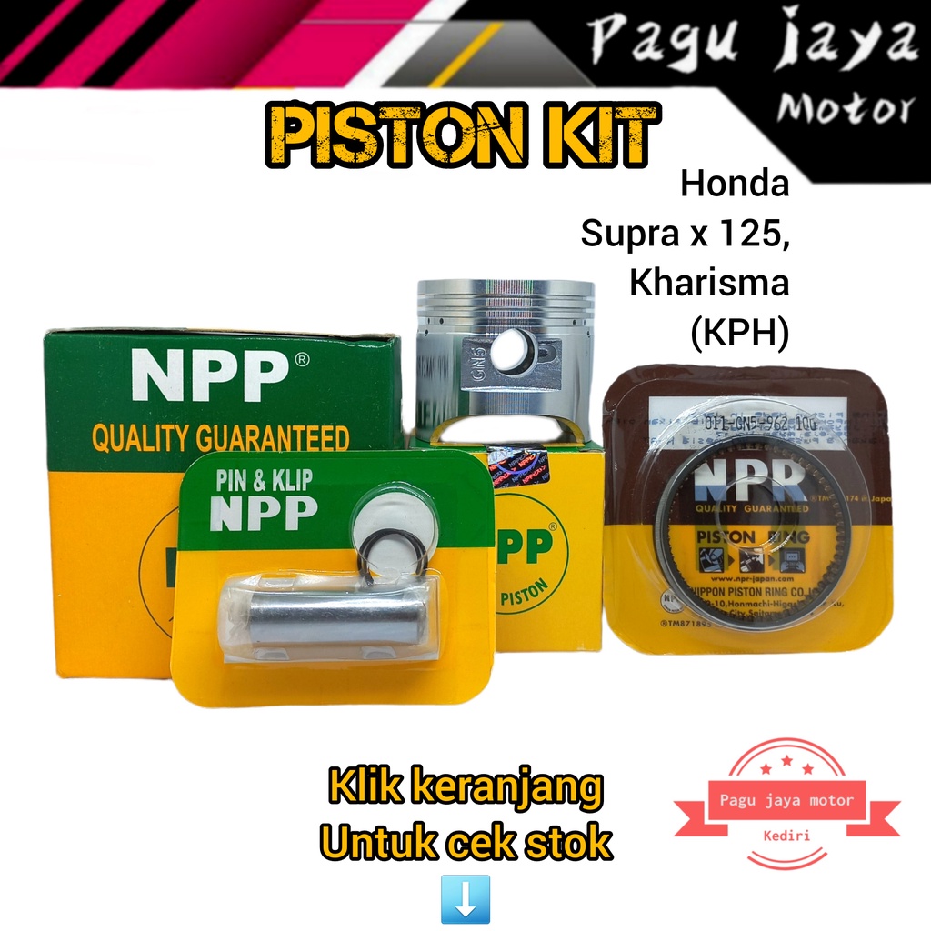 NPP PISTON KIT SEHER SEKER SET HONDA SUPRA X 125 KHARISMA KPH OVERSIZE OVS OS STD 0.25 0.50 0.75 1.00