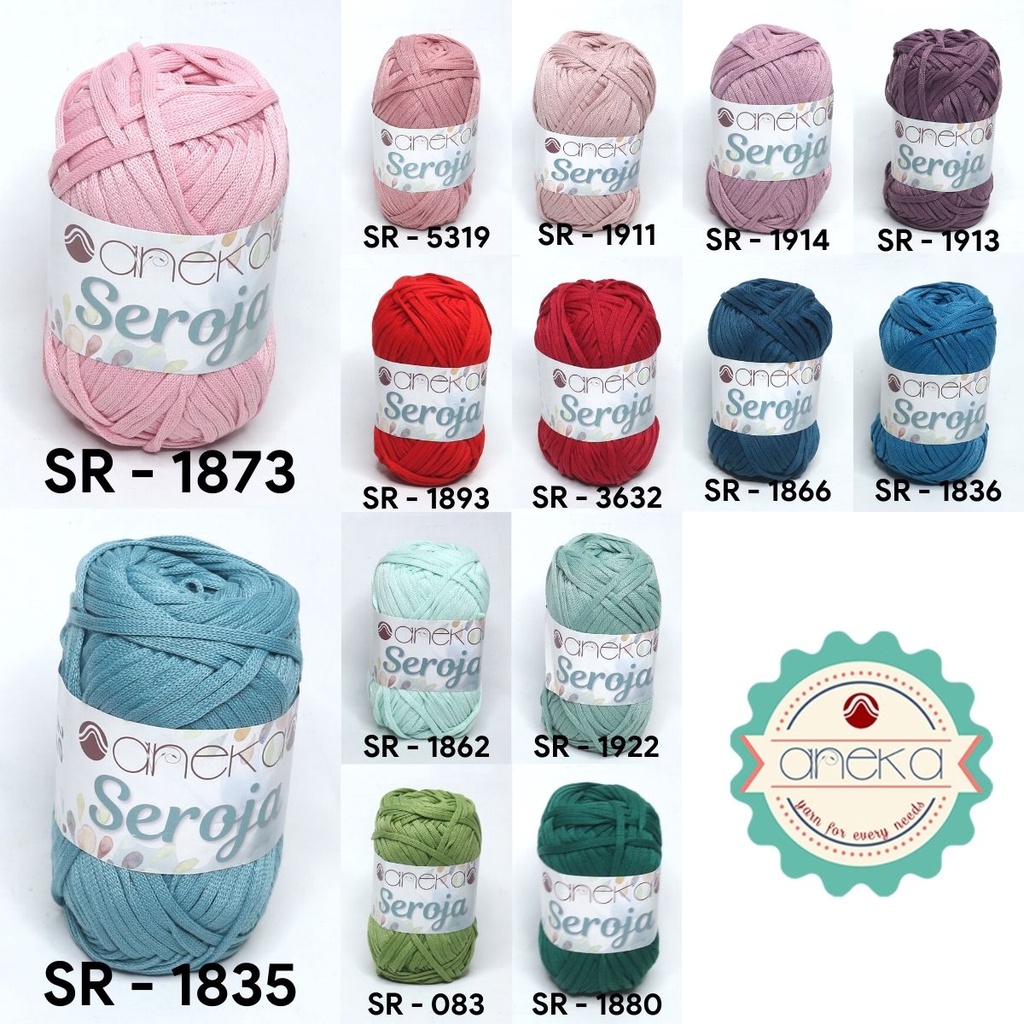 KATALOG - Benang Rajut Seroja / Pipih / Spaghetti Yarn - 200 GRAM