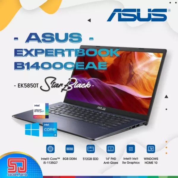 Asus ExpertBook B1400CEAE-EK5850T i5-1135G7 / 8GB / SSD 512GB / 14″ FHD / Win 10 + OHS