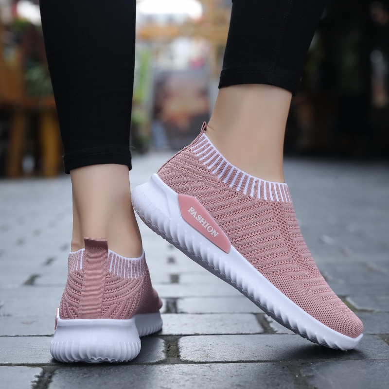 QINGSHUI Kualitas Tinggi Sepatu Wanita. Bernapas Sepatu Lari Wanita Socks Sepatu Kets Sepatu Fashion Wanita Terbaru Wanita Sepatu Flat Slip-on Wanita Sepatu Hiking Wanita
