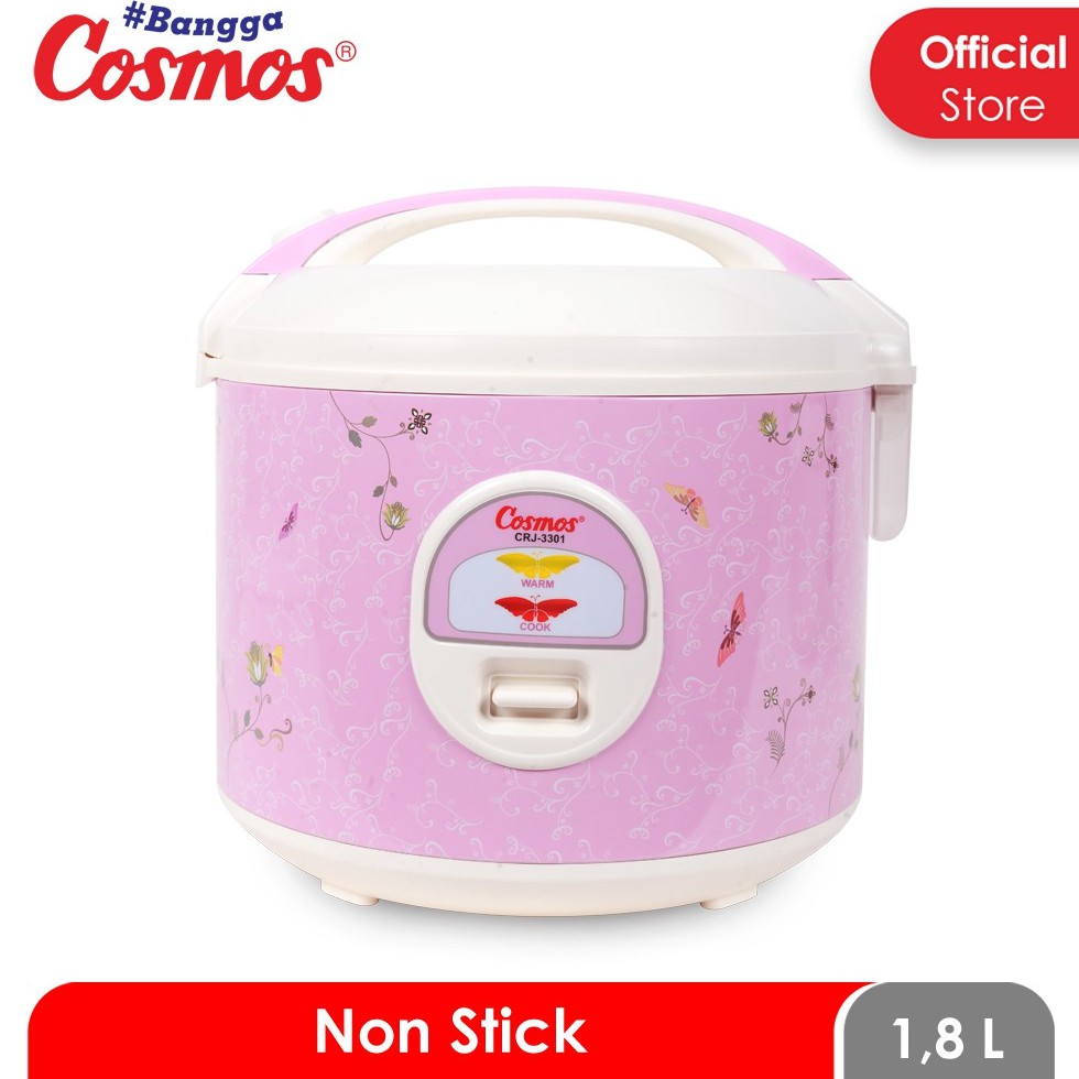 Cosmos CRJ3301 Rice Cooker / Magic Com 1.8 Liter 3 in 1 Bonus Gelas Ukur dan Sendok Nasi