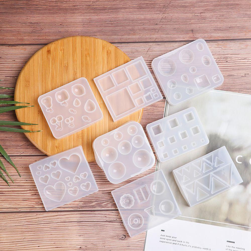 Top Resin Cetakan Silikon Kubus Segitiga Gantungan Kunci Kalung Transparan Liontin Mould