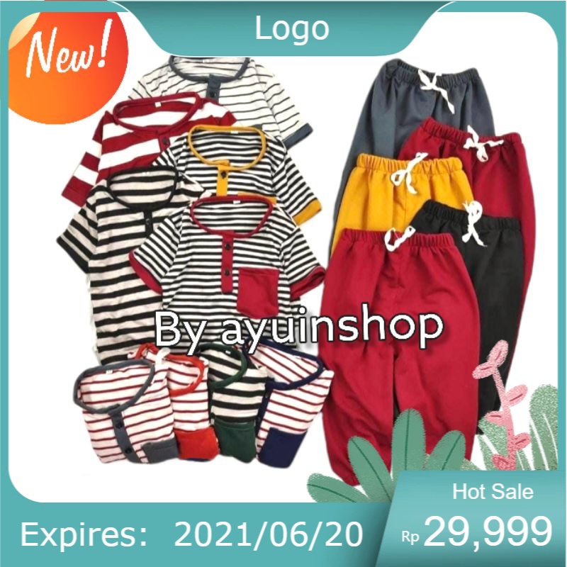 SETELAN ANAK SALUR / SETELAN JOGER SALUR / SET KIANO SALUR / SET STRIPE BABY TERRY CP 1-6TH