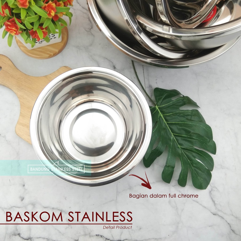 Baskom 38cm tinggi tebal Multi fungsi stainless steel murah wadah