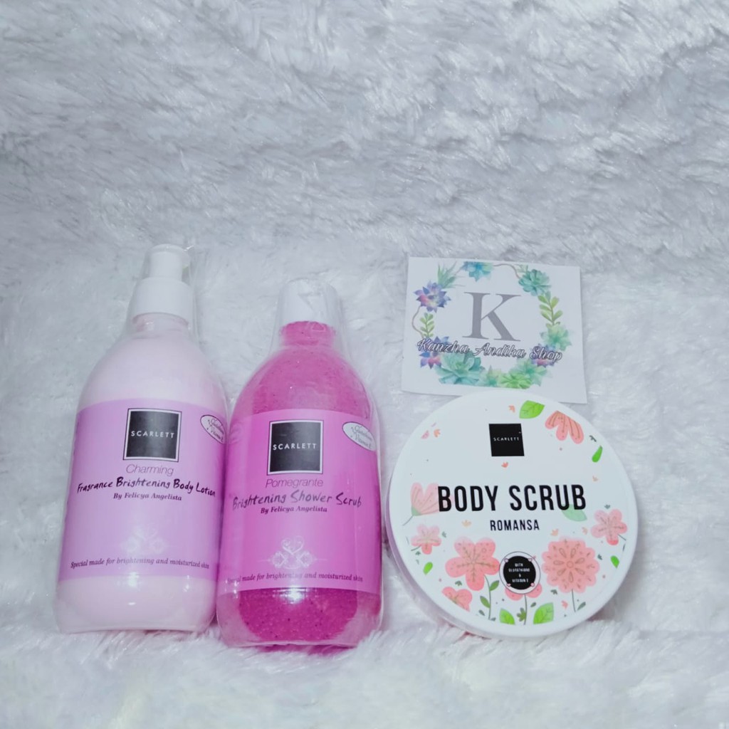 Jual Paket Scarlett In Scarlet Whitening Body Lotion Charming Scarlet Shower Scrub Dan