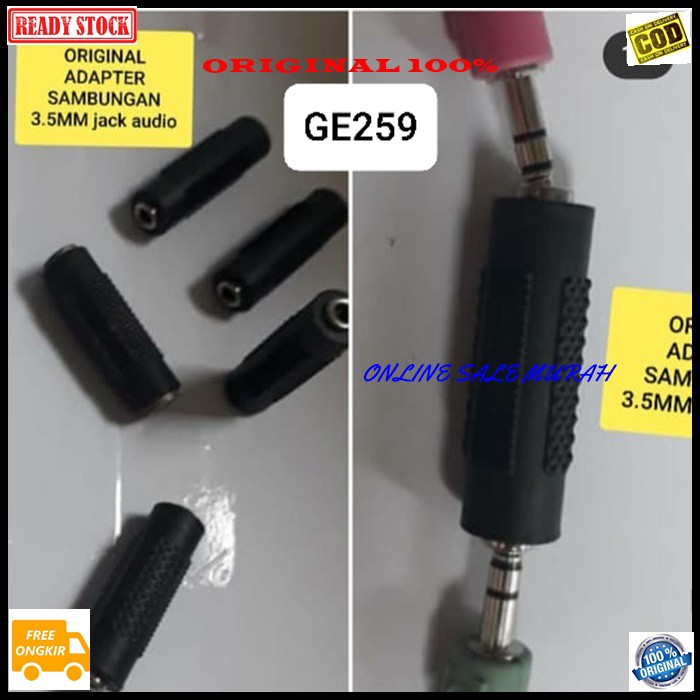 G259 Jack 3,5mm cewe DUAL adapter konektor sambungan splitter audio sound extension penyambung suara headset headphone converter female male canon aux dvd ampli stereo original male female mp3 music multi universal G259  JEK 3.5MM CEWE 2 LUBANG  BISA DIPA