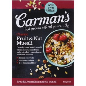 

Carman's Classic Fruit & Nut Muesli (inc Oat+Grains) 500g Sereal Sehat
