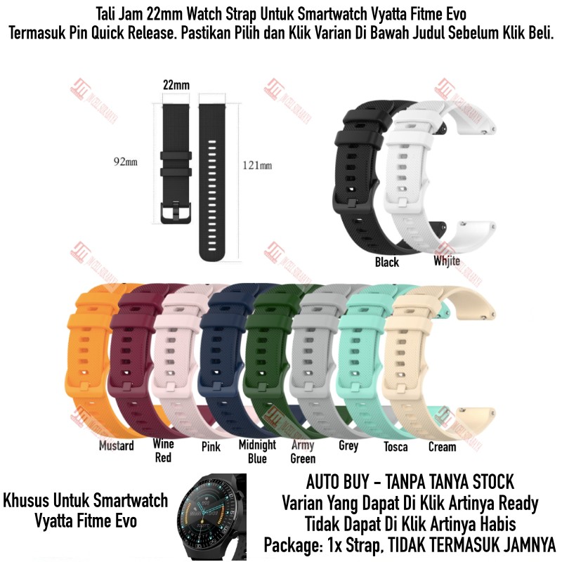 Tali Jam Tangan 22mm Watch Strap Vyatta Fitme Evo - OYE Rubber Silikon