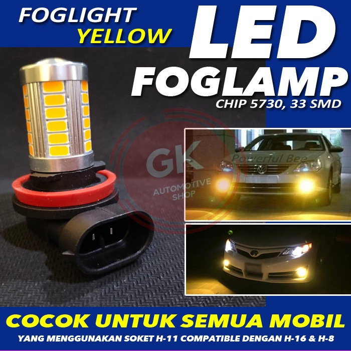 LAMPU LED FOGLAMP / FOGLIGHT, Super KUNING H8, H11, H16