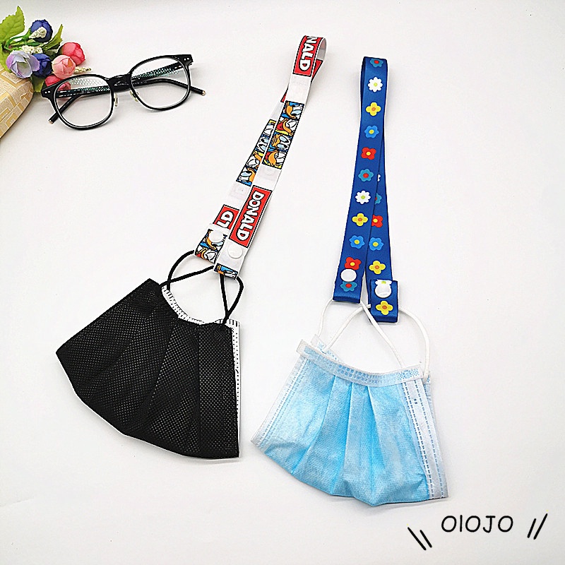 Adjustable Masker Pemegang Anak Kartun Daisy Pola Topeng Lanyard Anak Anti-Hilang Kartun Lanyard Tali Gesper - Ol