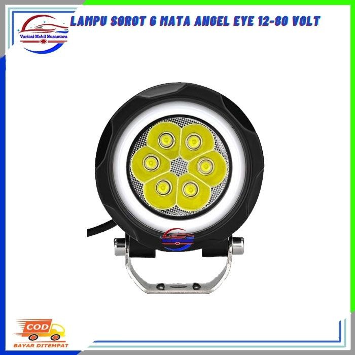 Lampu Variasi Led Tembak Sorot Fokus Depan 6 Mata Angel Eye Bulat Variasi Mobil Truk Truck