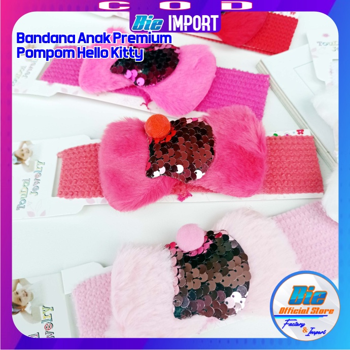 Bandana Rajut Pita Bulu Pompom Impor Best Seller