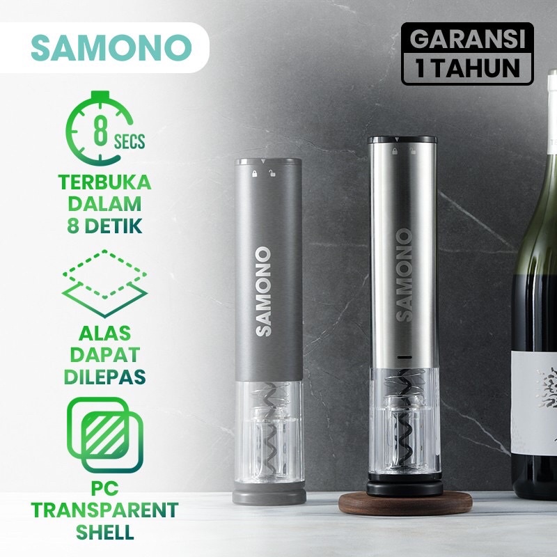 SAMONO PA01 Alat Pembuka Otomatis Tutup Botol Wine dengan Baterai Transparent Shell Bahan Premium