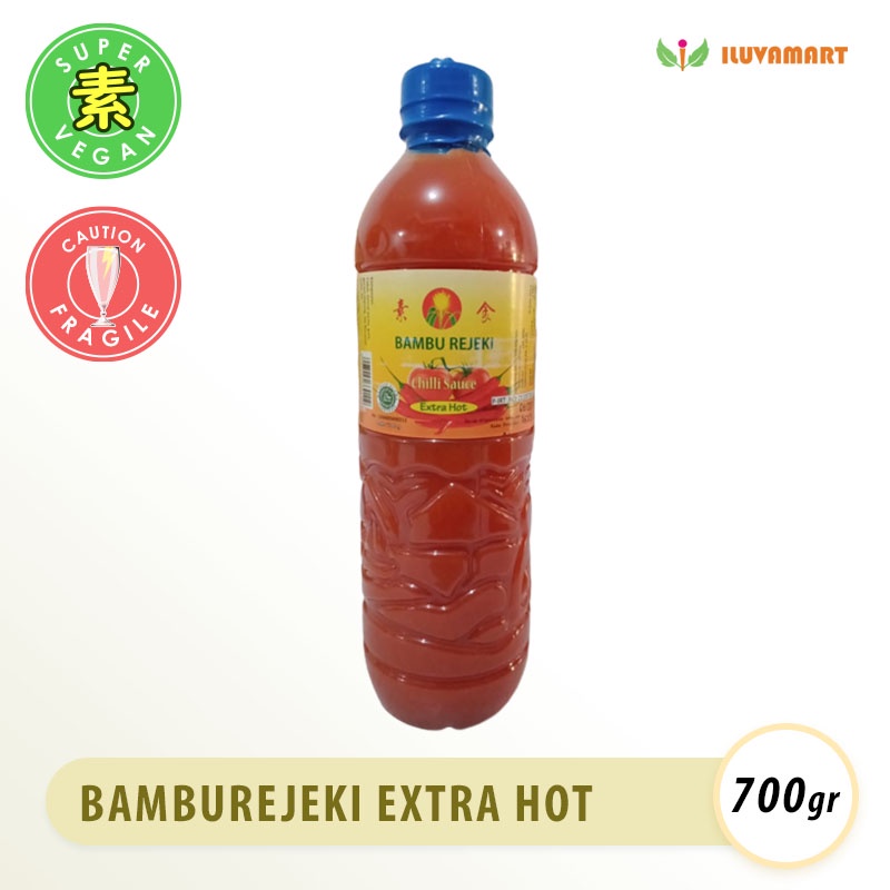 

Bambu Rejeki Chilli Sauce EXTRA Hot 700gr Botol EKONOMIS Vegan Saus Cabe Ekstra Pedas Sambel Sambal