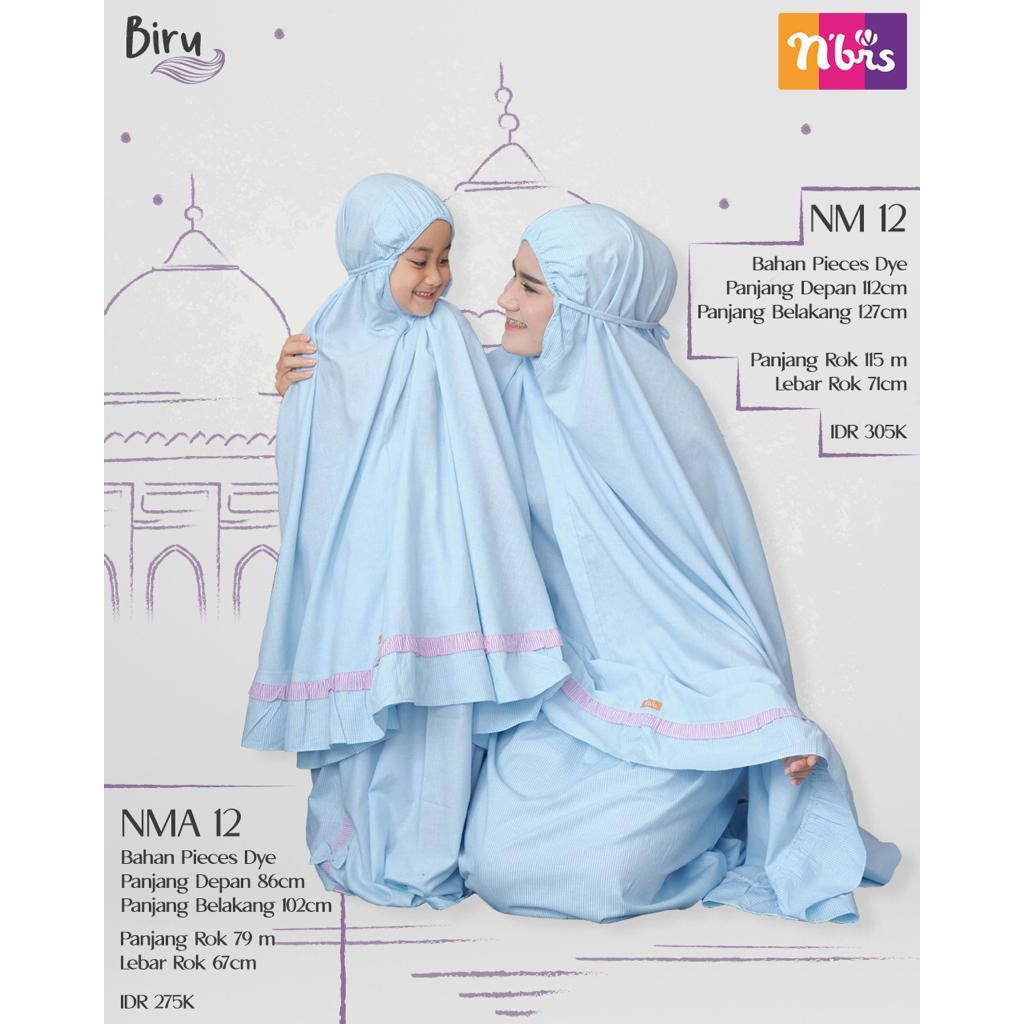 NIBRAS MUKENAH NM 12 NMA 12 BAHAN PICES DYE NIBRAS MUKENAH COUPLE DEWASA DAN ANAK [BISA COD}